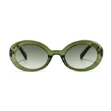 Lentes de sol unisex color marrón con marco ovalado de plástico reciclado y filtro UV400.