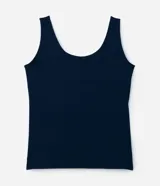 Musculosa de poliamida blanca, de corte ajustado, con escote en U y tirantes anchos.