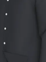 Camisa de popelina de algodón color negro, con cuello abotonado, mangas largas con puños abotonados y logo de Tommy Hilfiger bordado en el pecho. Confeccionada con tecnología Flex que proporciona elasticidad en cuatro direcciones.