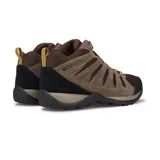 Championes de trekking Columbia modelo Redmond V2 Mid, color marrón con detalles en negro, caña media, confeccionados en gamuza y malla transpirable, con tecnología impermeable.