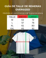 Remera oversize gris melange de manga corta, con estampa en la espalda de caracoles marinos en tonos azules y texto en rosa.