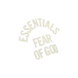 Buzo de cuello redondo negro Fear of God Essentials, con estampado frontal en color crema que dice "Essentials Fear of God".