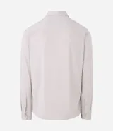 Camisa masculina de manga larga, cuello inglés y cierre frontal de botones, confeccionada en poliamida con elastano y tecnología performance.