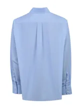 Camisa de manga larga RKF modelo Wf Pc, con estampado de cuadros vichy en color celeste y blanco, cuello italiano y logo bordado en el pecho.