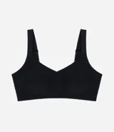 Soutien de microfibra color negro, con diseño de corte a láser, sin aros y con copas flexibles para mayor comodidad.