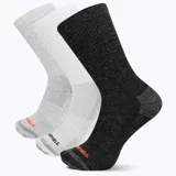 Pack de tres pares de medias de media caña con diseño acanalado, talón y puntera reforzados. Incluye un par gris melange, un par blanco y un par negro.