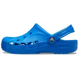 Zuecos Crocs modelo Baya Clog de color rojo, con diseño moldeado en material ligero, aberturas de ventilación en la puntera y en los laterales formando el logo de la marca, y correa pivotante en el talón.
