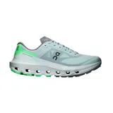 Championes de running On Running modelo Cloudvista 3 M, color celeste claro con detalles en verde brillante y suela con tecnología CloudTec.