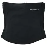 Cuello térmico deportivo Merrell, color negro, con logo de la marca estampado en la parte superior. Diseño ergonómico ideal para protección contra el viento en actividades al aire libre.