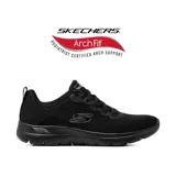 Championes deportivos Skechers Arch Fit Summits, modelo Daily Flow, en color negro. Presentan una parte superior de malla técnica transpirable, cierre de cordones y entresuela ligera con absorción de impactos. Incluyen plantilla patentada Arch Fit con soporte para el arco certificado por podólogos.