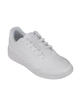 Championes de mujer Under Armour UA W Tempo, de color blanco, con diseño inspirado en el baloncesto, parte superior de piel suave y suela tipo cupsole.
