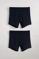 Pack de dos bóxers largos de algodón color azul marino con cintura elástica.