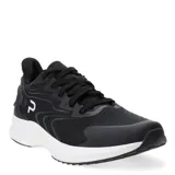 Championes deportivos negros con suela blanca, cordones negros y logo de la marca en blanco en el lateral.