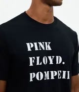 Remera de manga corta y cuello redondo, confeccionada en mezcla de algodón y poliéster. Presenta un diseño estampado con el lettering 'Pink Floyd Pompeii' en el frente.