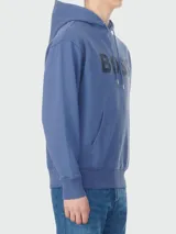 Canguro azul de algodón con capucha y logo BOSS estampado en el pecho.