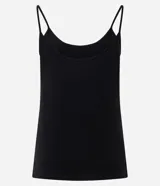 Musculosa básica azul marino de algodón peruano, con escote redondo y tirantes finos.