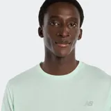 Remera deportiva de manga corta New Balance, color verde menta, con tecnología de secado rápido NB ICEx y logo de la marca estampado en el pecho.