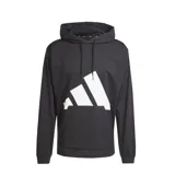 Canguro Adidas de corte clásico, color negro con el logo de la marca estampado en blanco en el pecho. Cuenta con capucha ajustable con cordones, bolsillo frontal tipo canguro y puños elásticos en las mangas.