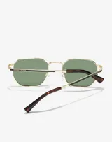 Gafas de sol Hawkers unisex, modelo Sixgon, con montura octogonal dorada, lentes verdes polarizadas y patillas con terminales en carey.