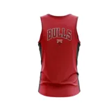 Musculosa de básquet negra con cuello y sisas en amarillo. Estampado frontal con el logo de Los Angeles Lakers en amarillo y violeta.