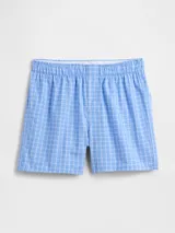 Boxer de hombre con estampado de rayas verticales en tonos verde y celeste, corte clásico con cintura elástica.