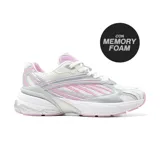 Championes deportivos Hi-Tec Vektor para mujer, color blanco con detalles en rosa y plateado.