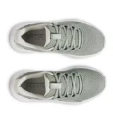 Championes de running Under Armour modelo Charged Surge 4, color verde menta con suela blanca. Presentan capellada de malla transpirable, refuerzos sintéticos laterales y logo de la marca en el costado.