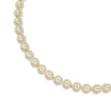 Collar tipo gargantilla Swarovski de baño tono oro, con una fila completa de cristales redondos rodeados por un halo de pavé transparente.
