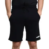 Bermuda deportiva negra de hombre, con cintura elástica ajustable con cordón, bolsillos laterales y logo de la marca estampado en blanco en la pierna derecha.