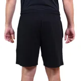 Short deportivo negro de hombre, con cintura elástica ajustable con cordón y logo de la marca en blanco en la pierna izquierda.