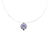 Gargantilla corta con tanza transparente y dije de circonia redonda calidad AAA de alto brillo con engaste de plata.
