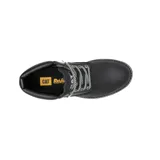 Bota de cuero negra con cordones bicolores, cuello acolchado y suela de goma dentada de alta tracción. Presenta el logo de la marca en el lateral y en la lengüeta.