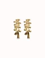 Par de aros de aleación de metales bañados en oro de 18k con diseño abstracto.