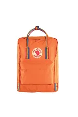 Mochila naranja de tela Vinylon F resistente al agua, con logo reflectante y tirantes arcoíris.