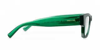 Lentes blueblocker modelo Zala Forest con armazón rectangular de color verde traslúcido y lentes transparentes con protección contra la luz azul y UV.