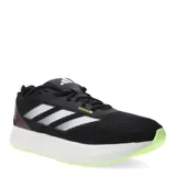 Championes Adidas Duramo SL, color negro con detalles en blanco y verde flúor, ideales para running.
