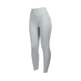 Calza deportiva de tiro alto color gris, con bolsillos laterales y diseño ajustado.