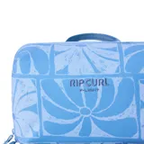 Neceser Rip Curl F-Light Ultimate Beauty Case celeste con estampado de flores blancas.