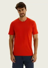 Remera básica celeste de corte regular, con cuello redondo y mangas cortas.