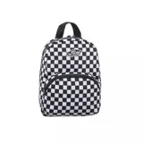 Mochila Vans Old Skool con estampado a cuadros en blanco y negro, logo de la marca en el frente, asa de mano y correas ajustables para los hombros.