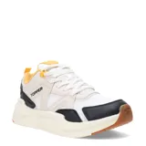 Championes urbanos Topper modelo Vante, con diseño de paneles en colores beige, blanco y negro. Presentan una suela robusta de plataforma y detalles en amarillo en la lengüeta y el talón.