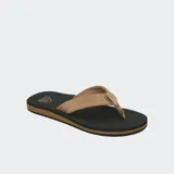 Sandalias tipo ojota Reef con capellada de gamuza color tostado y base de goma negra con detalle de línea tostada en el lateral. Cuenta con plantilla texturizada para mayor agarre y logo de la marca grabado en el talón.