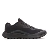 Championes de trail running Merrell Fly Strike 2, color negro. Presentan una parte superior de malla transpirable con refuerzos de TPU, entresuela ligera de espuma EVA para amortiguación y suela de goma con tacos para mayor tracción.