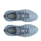 Championes de running Under Armour UA Rogue 6 para hombre, de color celeste con detalles en azul y amarillo. Cuenta con capellada de malla transpirable, cordones y suela amortiguada.