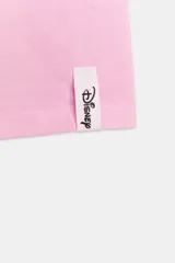 Camiseta de algodón con efecto lavado, color rosado, de corte regular, cuello redondo y manga corta. Presenta un estampado frontal con el texto 'High School Musical' decorado con strass.