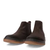 Botas Chelsea de hombre Freeway Core de cuero marrón oscuro, con paneles laterales elásticos, caña media y suela plana texturizada color caramelo.