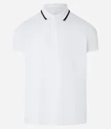 Remera tipo polo de hombre con mangas cortas, confeccionada en tejido técnico transpirable con tecnología Dry y tacto helado. Presenta cuello clásico con botones y detalle de contraste en el borde del cuello.