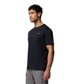 Remera de manga corta color negro con cuello redondo y logo de la marca estampado en el pecho.