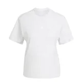 Remera Adidas Essentials de corte clásico, confeccionada en algodón gris jaspeado, con cuello redondo y logo pequeño bordado en el centro del pecho.