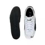 Championes Puma modelo Speedcat LTH, de diseño inspirado en el automovilismo. Presentan una base de cuero blanco con detalles en color dorado en los laterales y el logo de la marca. Cuentan con una suela de goma negra de perfil bajo y diseño envolvente en el talón.